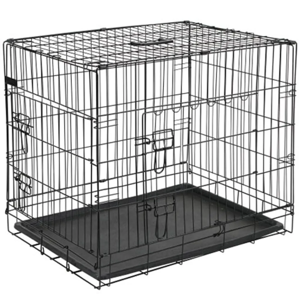 @Pet Gabbia Trasporto per Cani in Metallo 63x44x50,5 cm Nera 15001