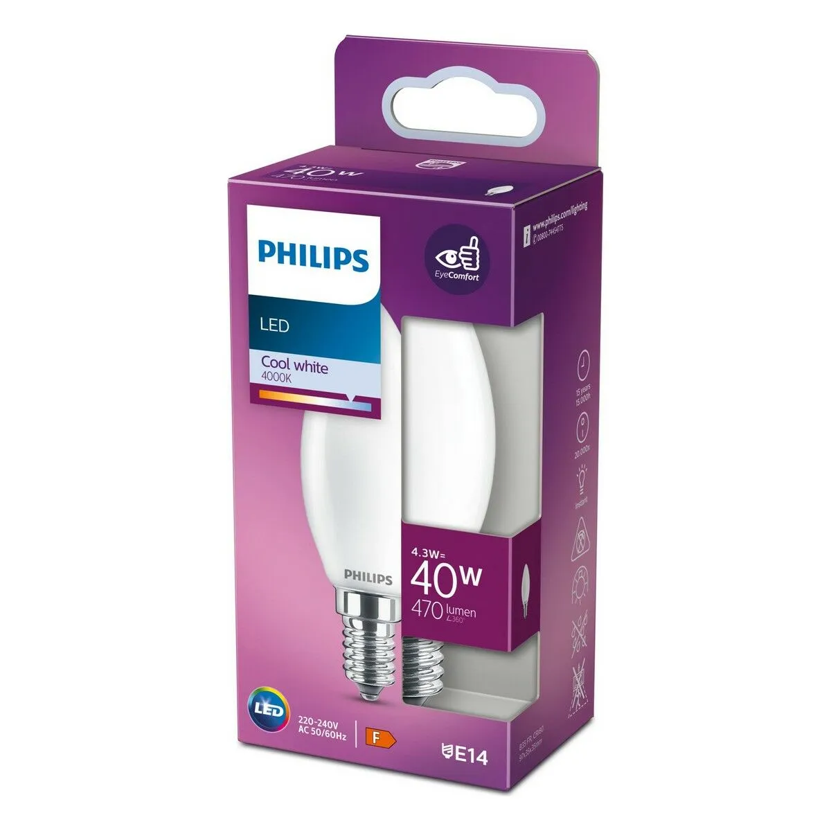 Lampadina LED Philips 3,5 x 9,7 cm E14 470 lm 4,3 W (4000 K)