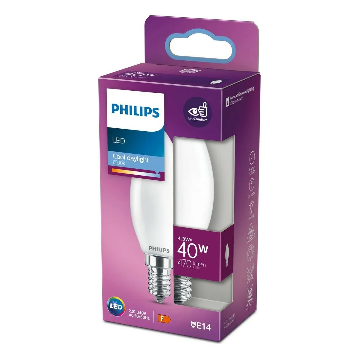 Lampadina LED Philips 3,5 x 9,7 cm E14 470 lm 4,3 W (6500 K)