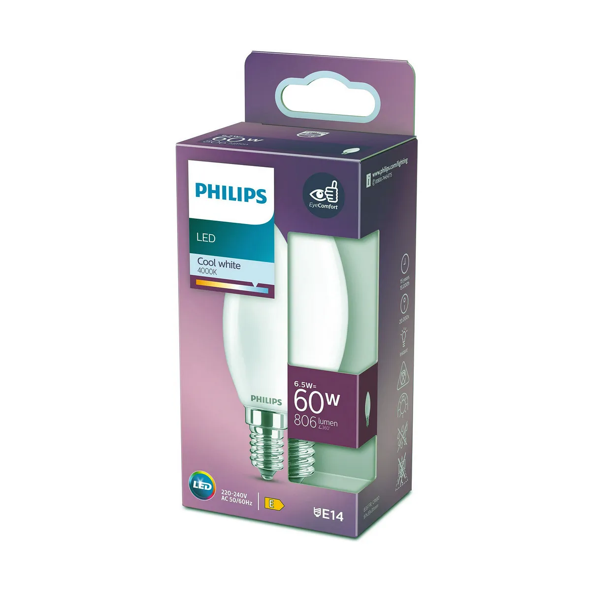 Lampadina LED Philips Vela y lustre E14 806 lm