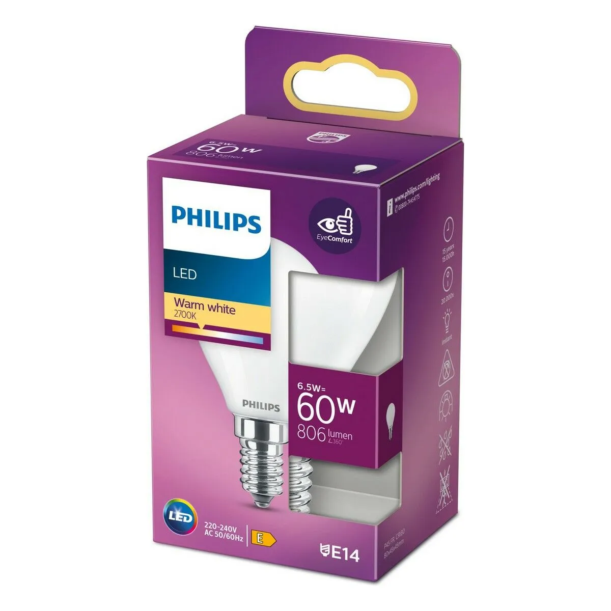 Lampadina LED Philips Wiz E14 E 6,5 W 806 lm Ø 4,5 x 8 cm (2700 K)