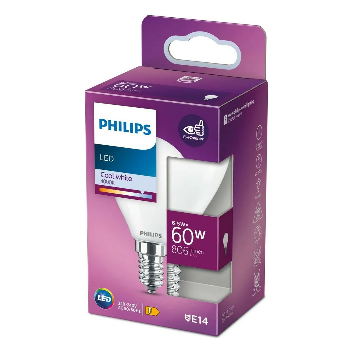 Lampadina LED Philips E14 E 6,5 W 806 lm Ø 4,5 x 8 cm (4000 K)