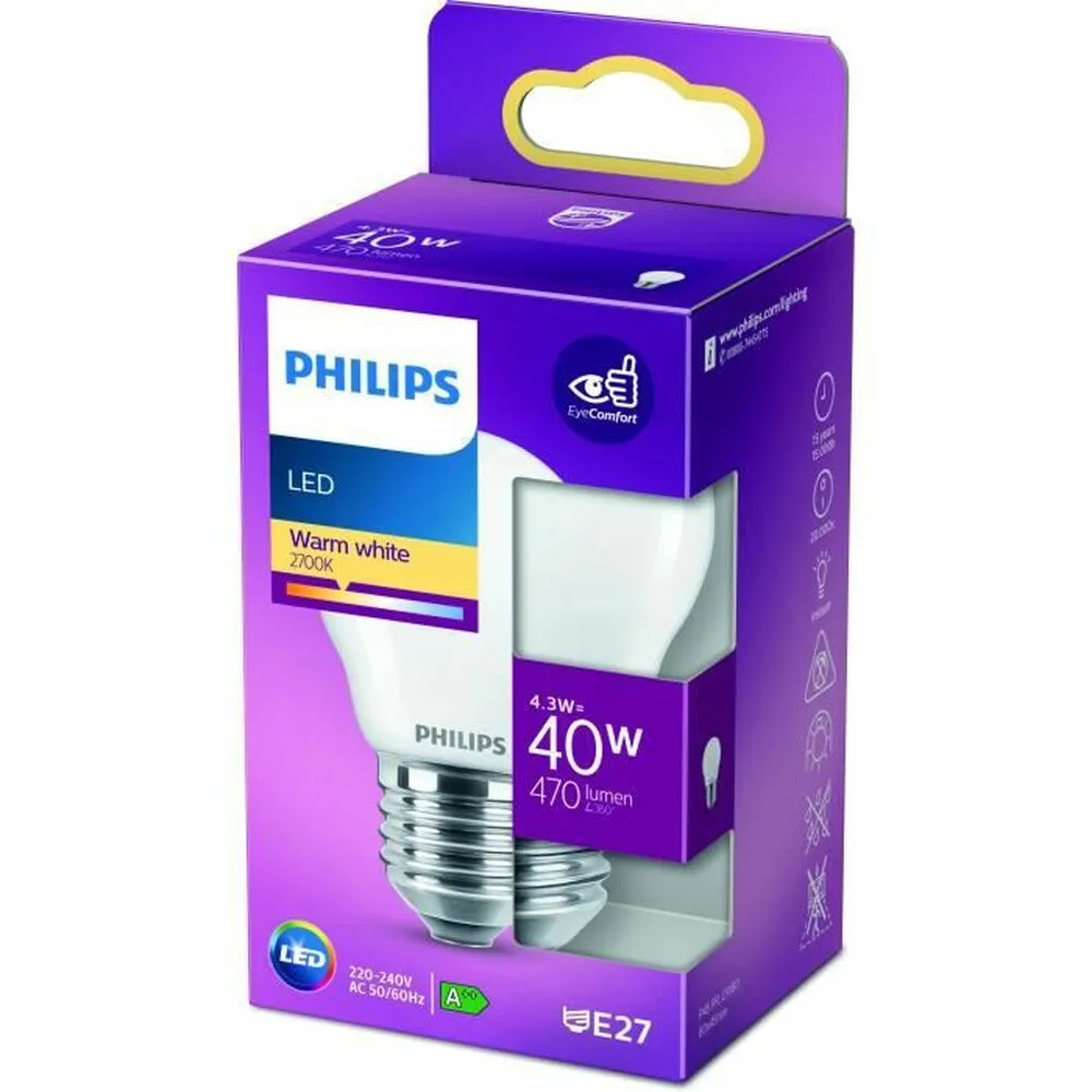 Lampadina LED Philips E27 470 lm (4,5 x 8,2 cm) (2700 K)