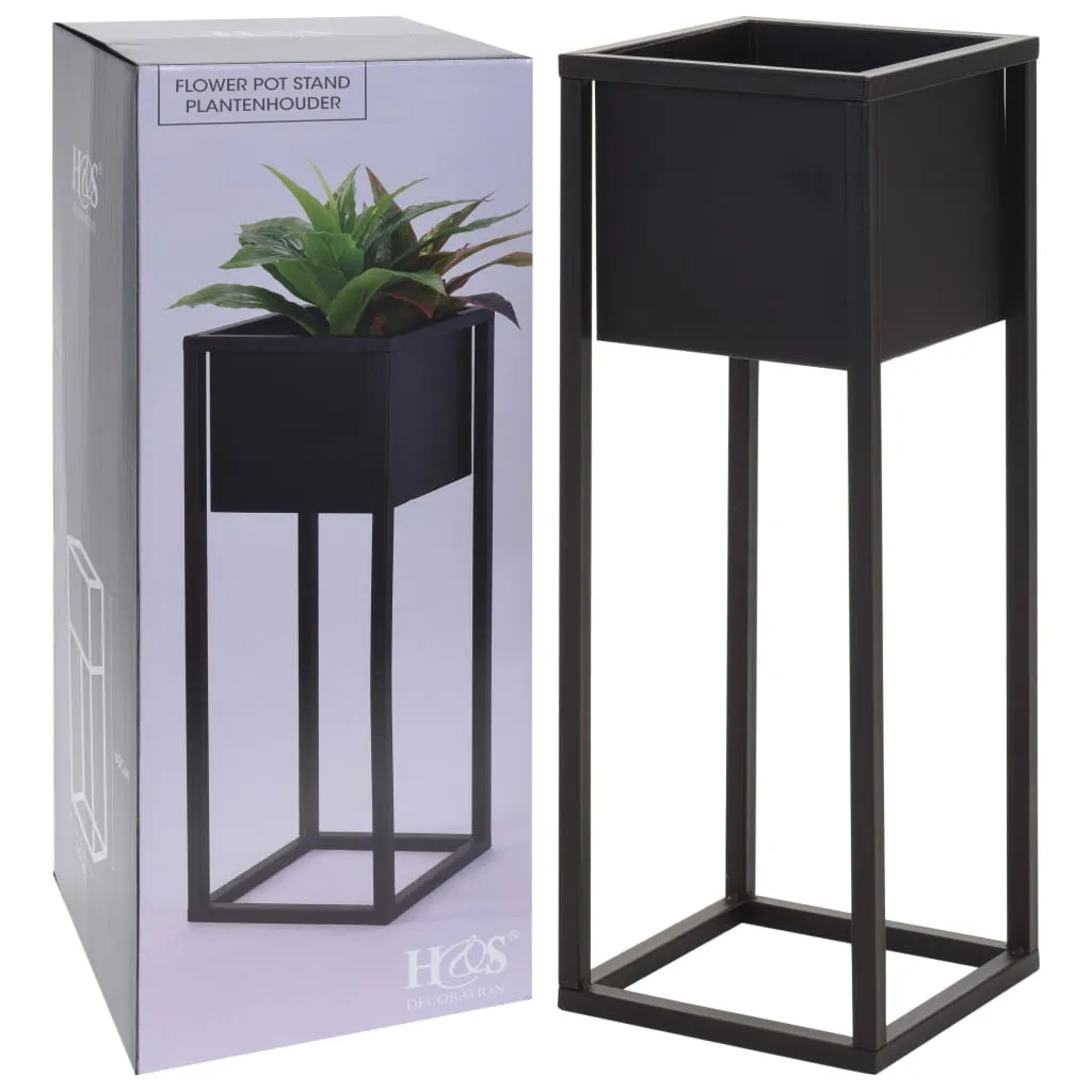 H&S Collection Vaso da Fiori con Supporto in Metallo Nero 60 cm