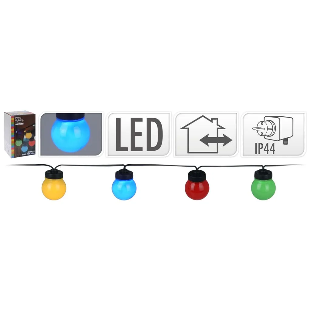 ProGarden Set di Luci LED per Feste 20 Lampade Multicolori 12 V