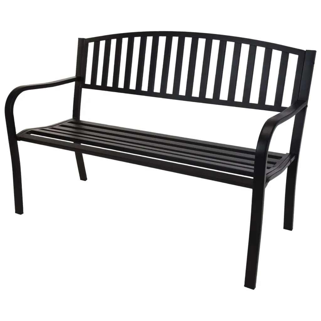 ProGarden Panca da Giardino in Metallo 127x50x85 cm Nera