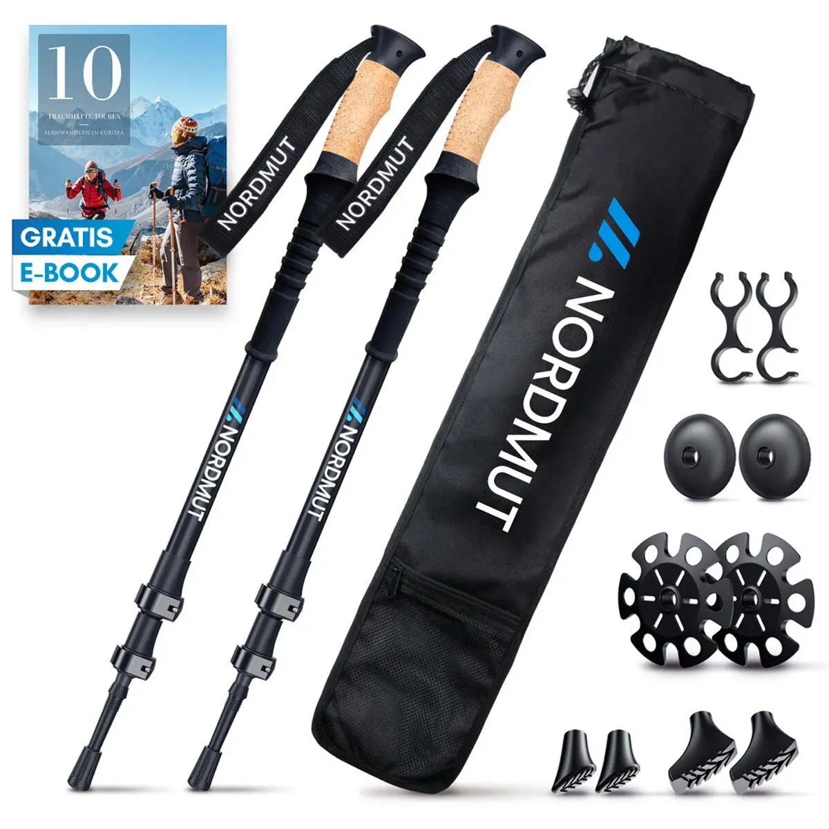 Set di 2 bastoncini da trekking Nordmut POL-FBL-ALU