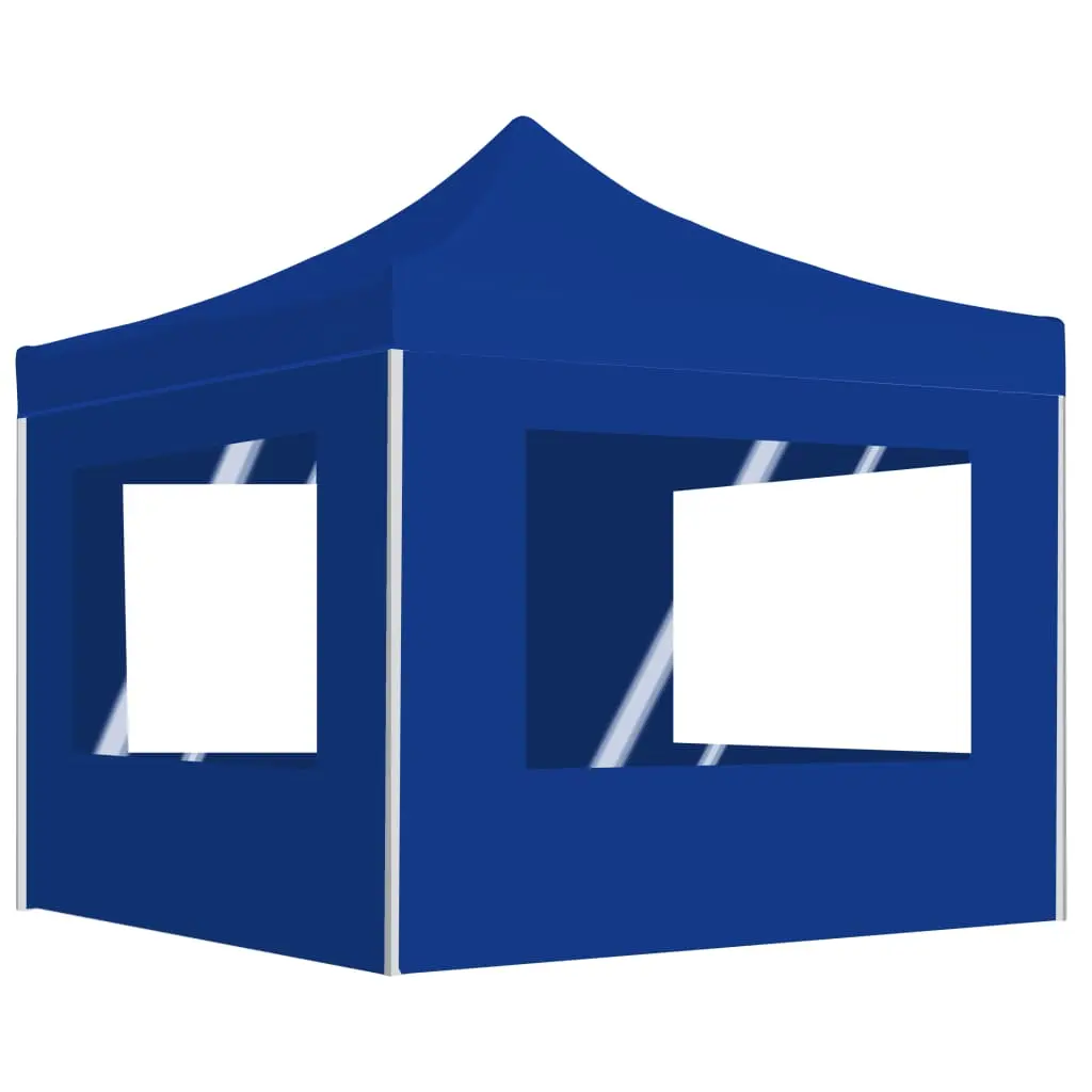 Gazebo Professionale Pieghevole Alluminio con Pareti 3x3m Blu