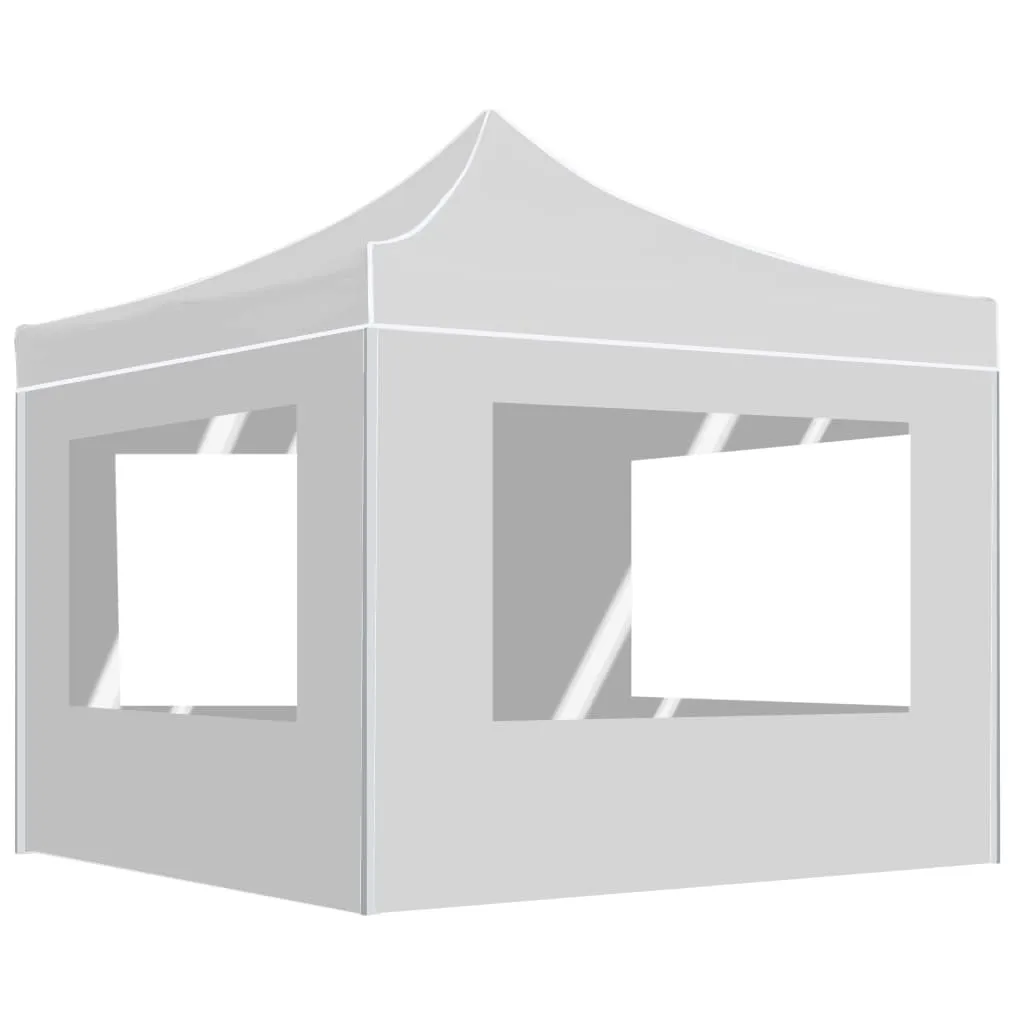 vidaXL Gazebo Pieghevole con Pareti in Alluminio 3x3 m Bianco