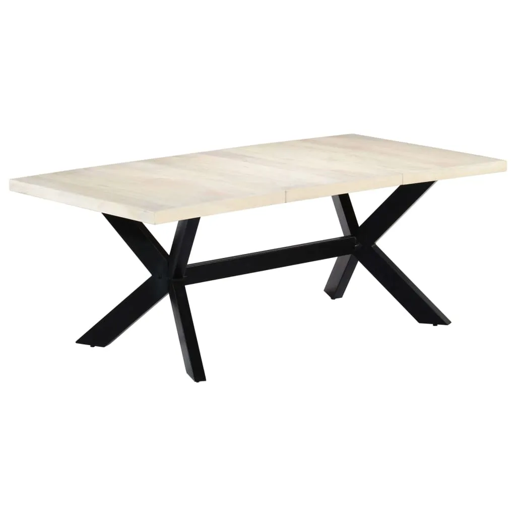 vidaXL Tavolo da Pranzo Bianco 200x100x75 cm Legno Massello di Mango