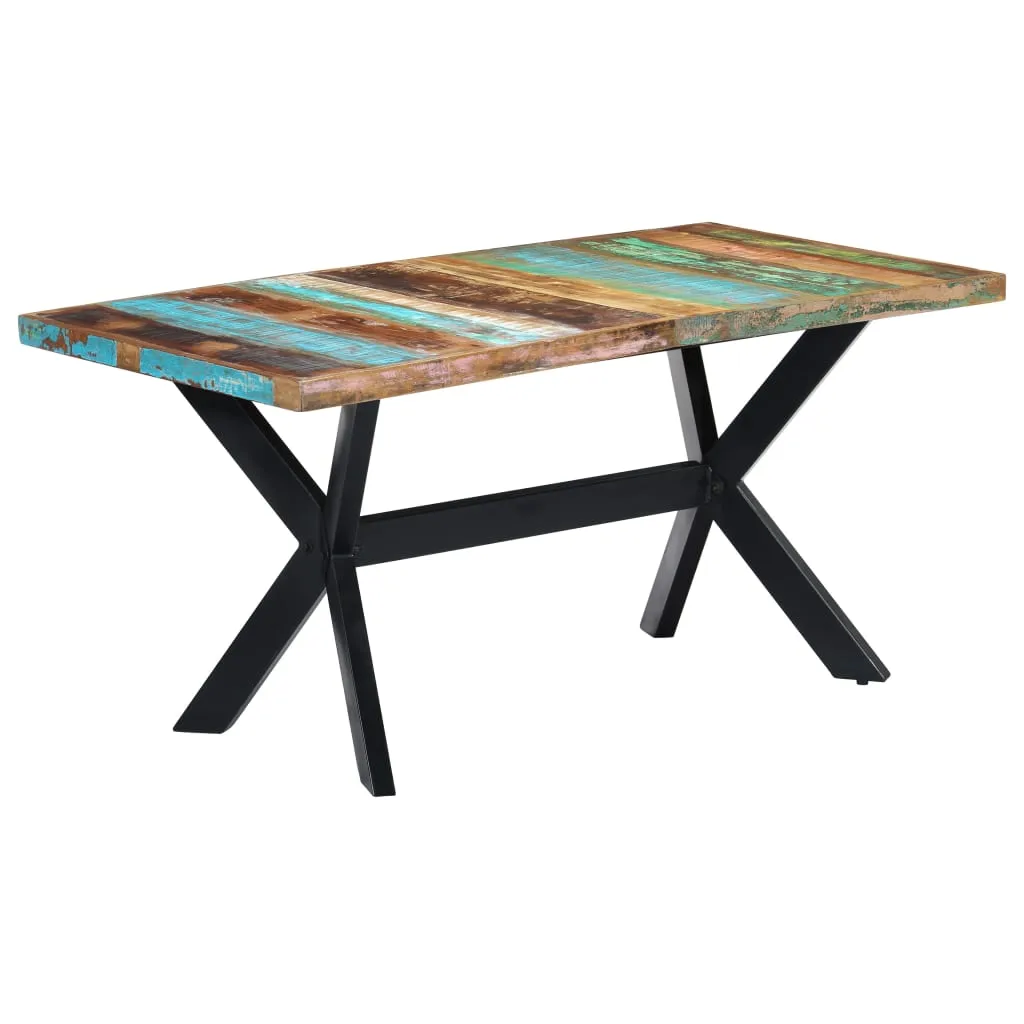 vidaXL Tavolo da Pranzo 160x80x75 cm in Legno Massello di Recupero