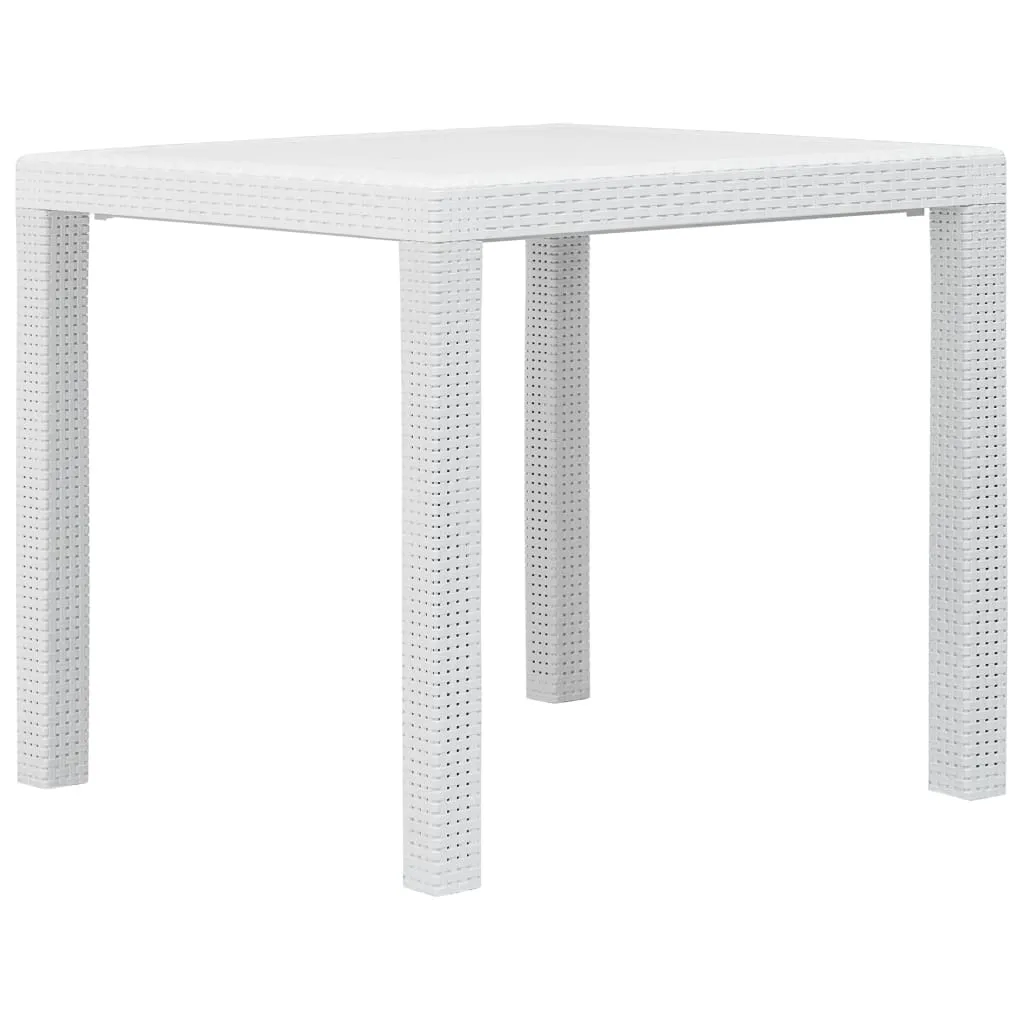 vidaXL Tavolo da Giardino Bianco 79x79x72 cm in Plastica Stile Rattan