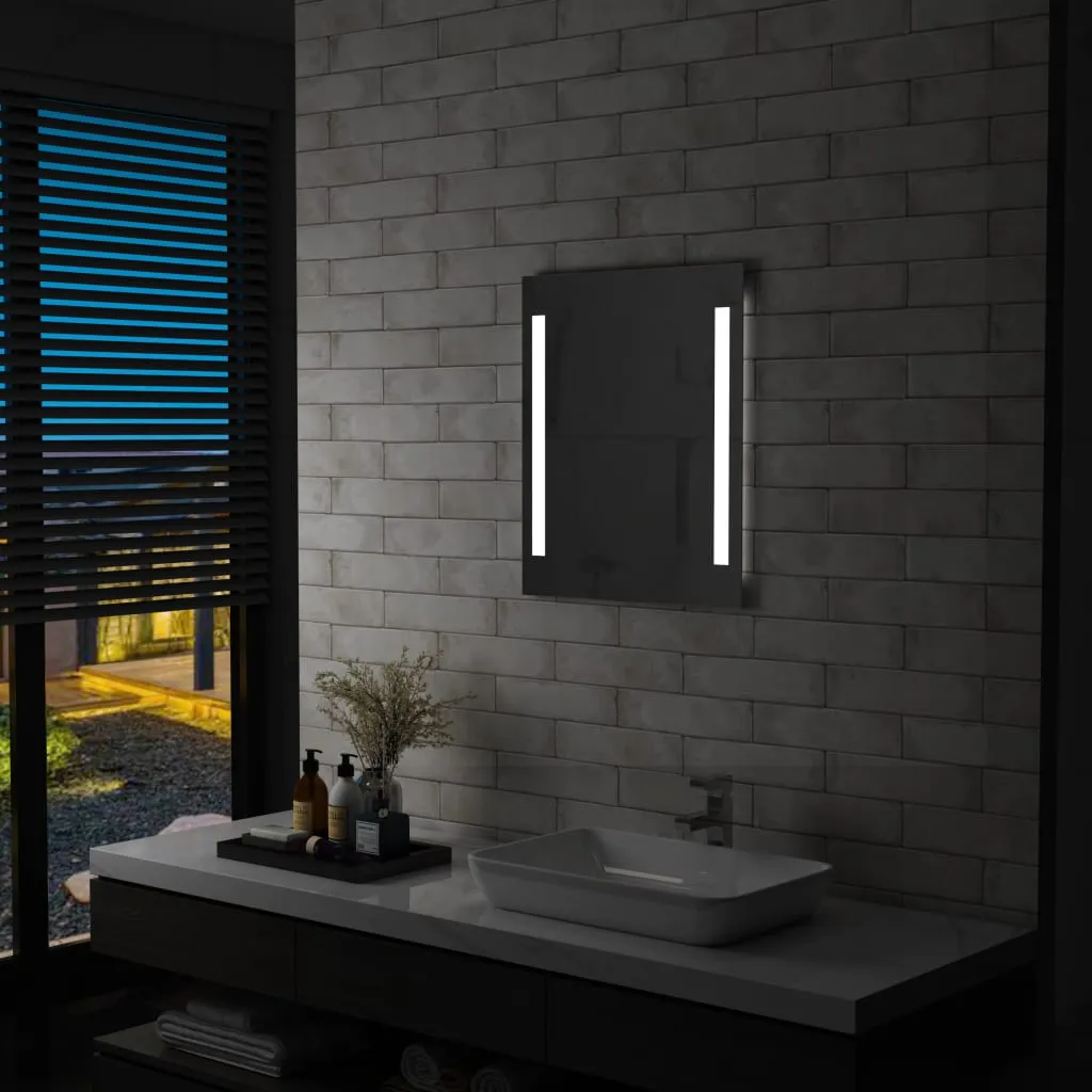 vidaXL Specchio da Parete a LED per Bagno con Ripiano 50x70 cm