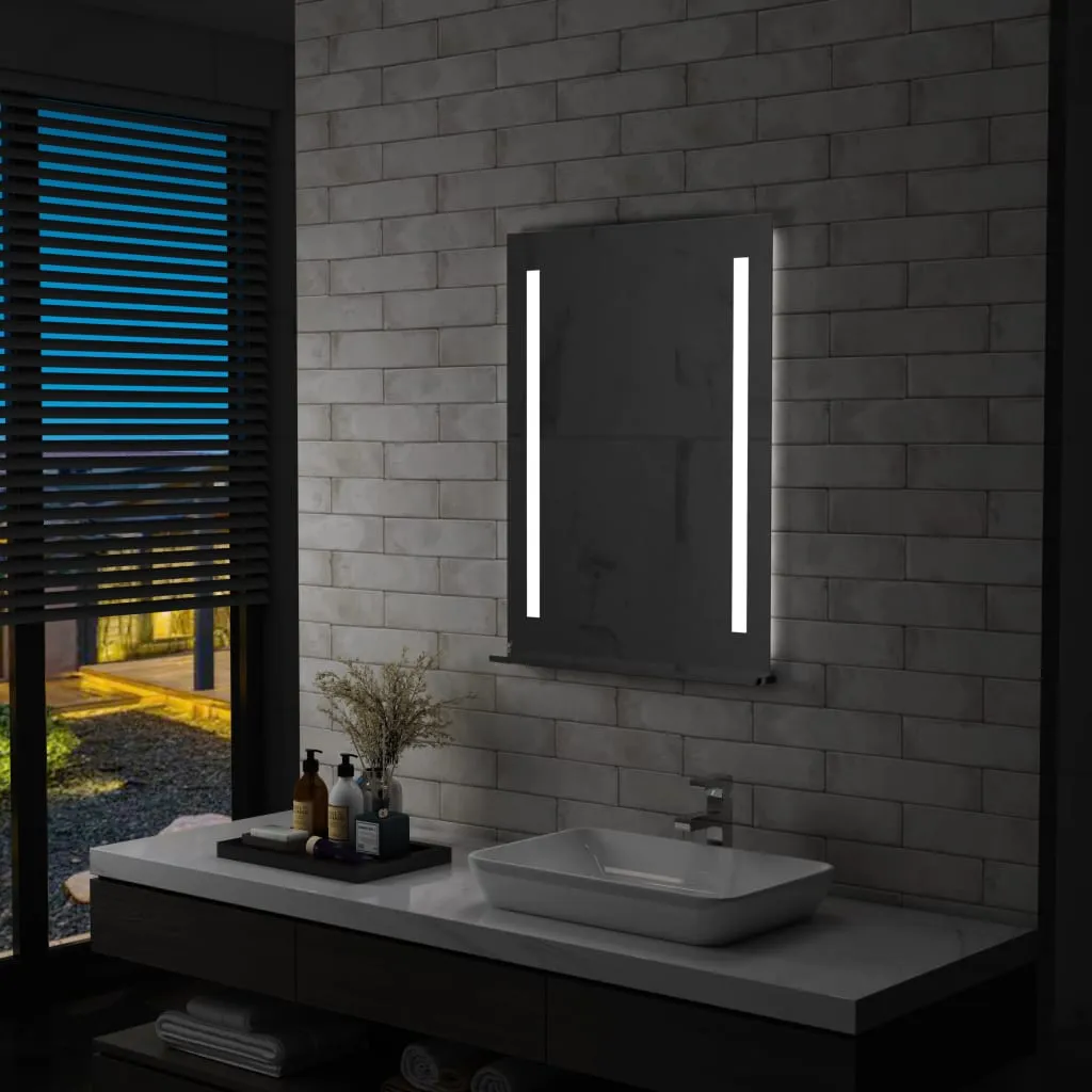 vidaXL Specchio da Parete a LED per Bagno con Ripiano 60x80 cm