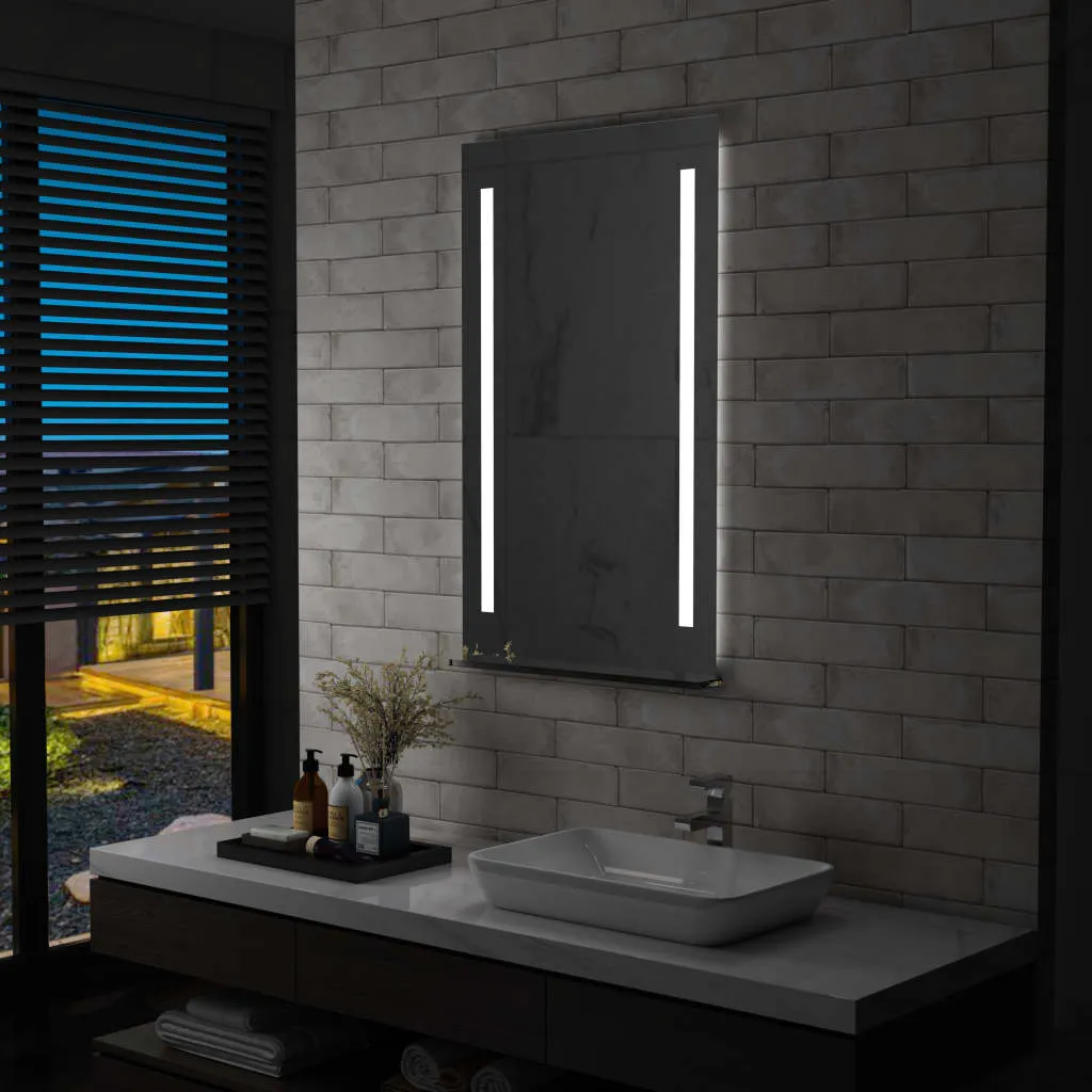 vidaXL Specchio da Parete a LED per Bagno con Ripiano 60x100 cm