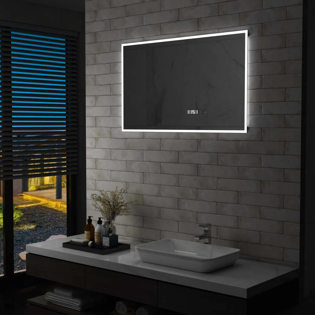 vidaXL Specchio LED Bagno con Sensore Tattile Schermo Orario 100x60cm