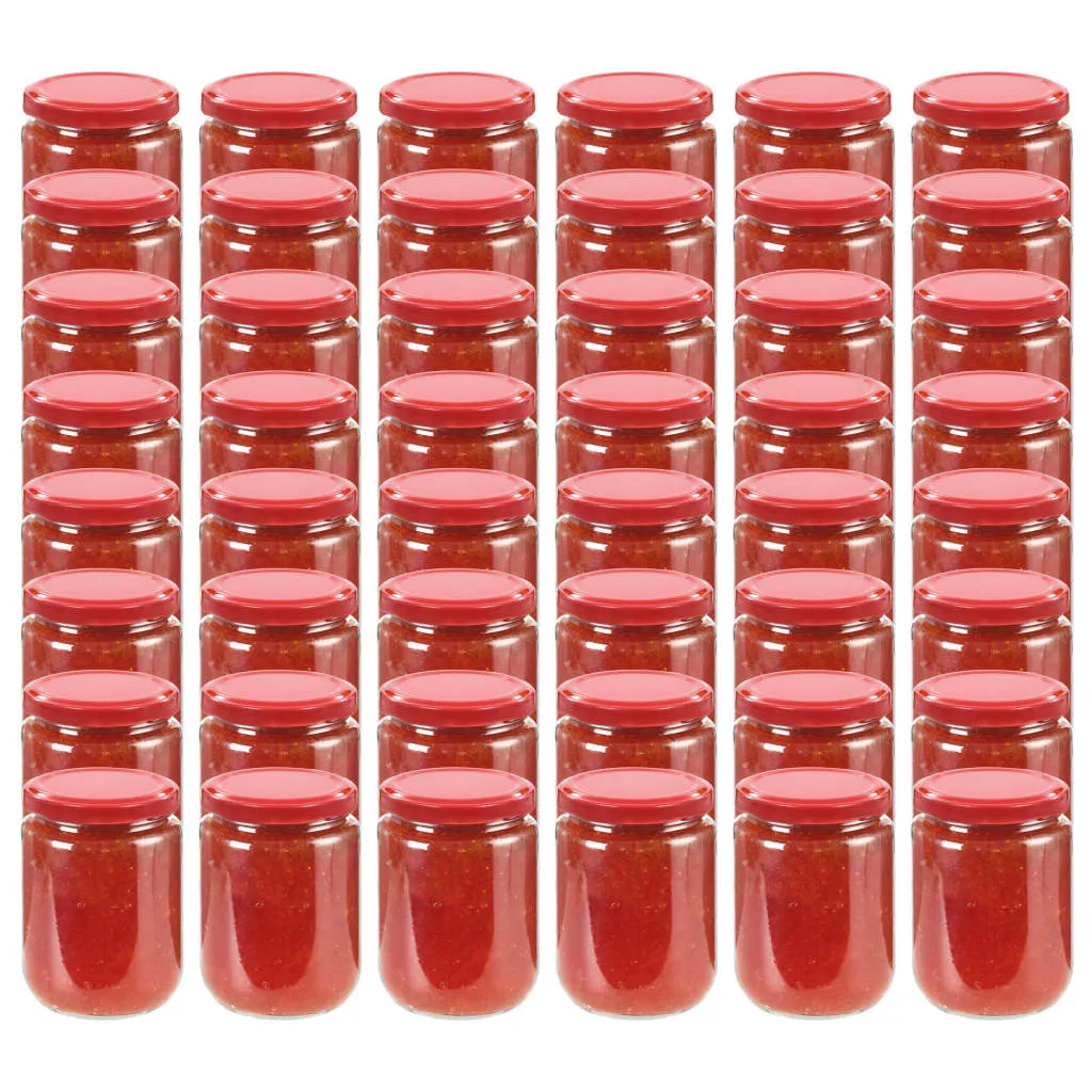 vidaXL Vasi per Marmellata in Vetro Coperchio Rosso 48 pz 230 ml