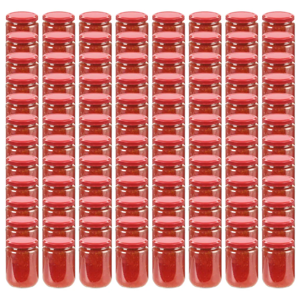 vidaXL Vasi per Marmellata in Vetro Coperchio Rosso 96 pz 230 ml