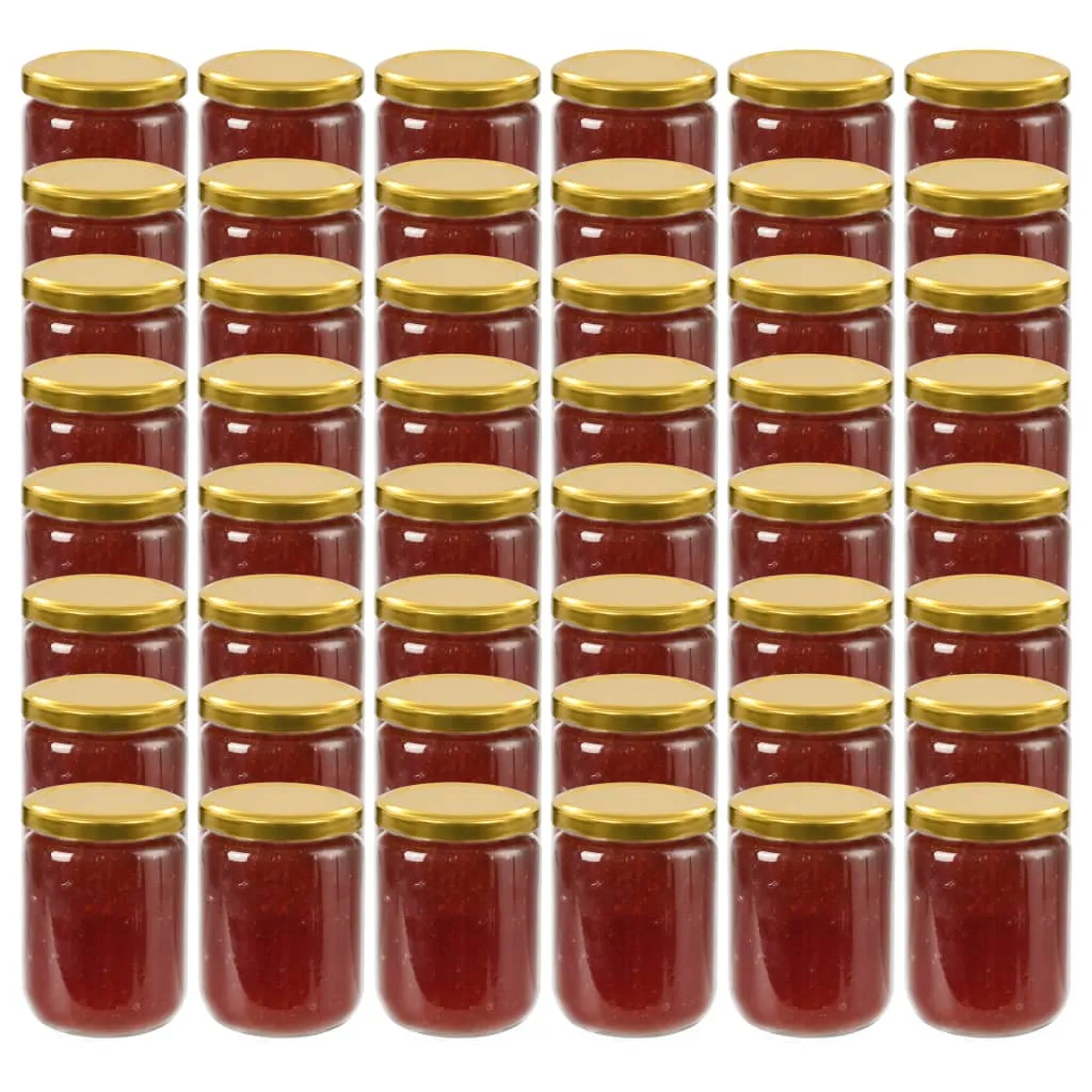 vidaXL Vasi per Marmellata in Vetro Coperchio Oro 48 pz 230 ml