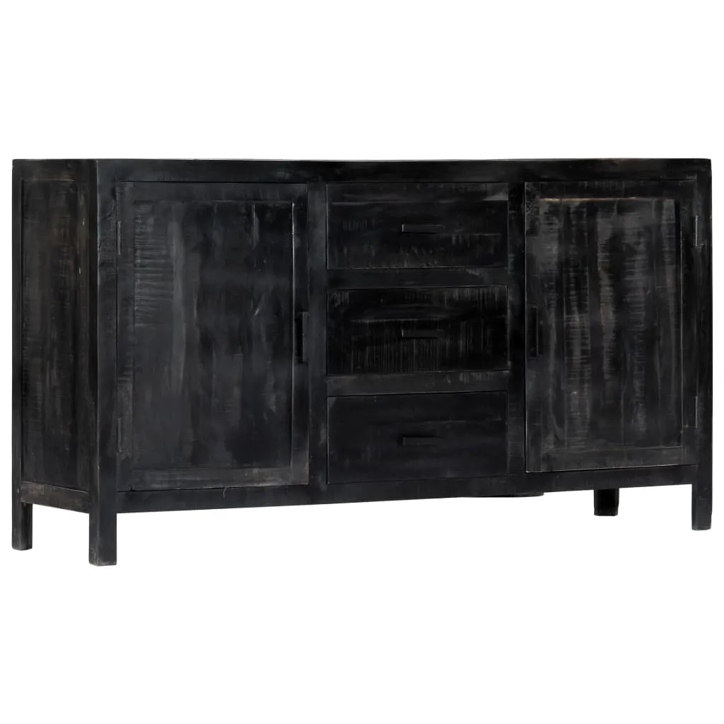 vidaXL Credenza Nera 147x40x80 cm Legno Massello di Mango