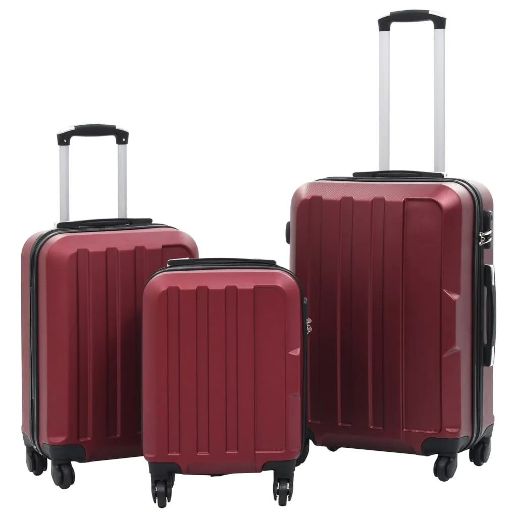 vidaXL Set Trolley a Custodia Rigida 3 pz Rosso Vino in ABS