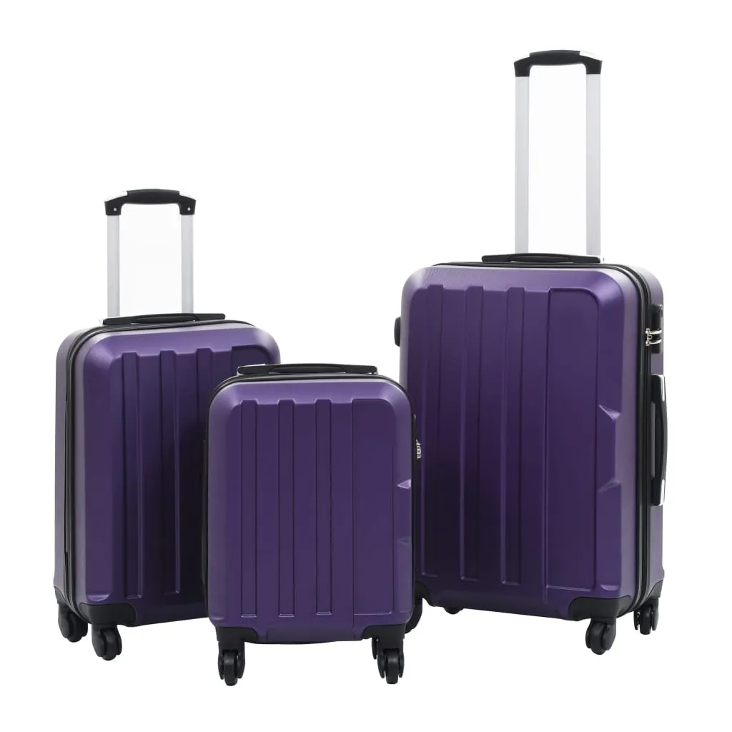 vidaXL Set Trolley a Custodia Rigida 3 pz Viola in ABS