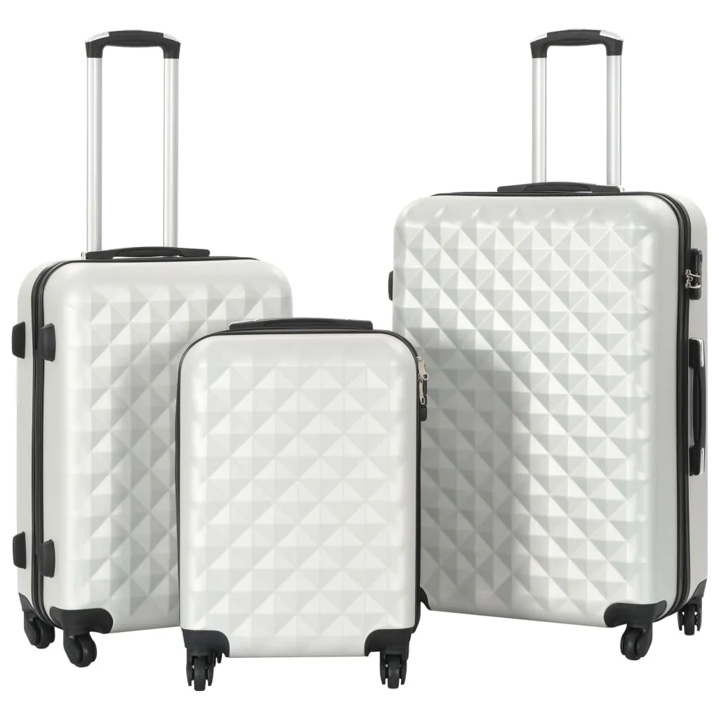 vidaXL Set Trolley a Custodia Rigida 3 pz Argento Lucido in ABS