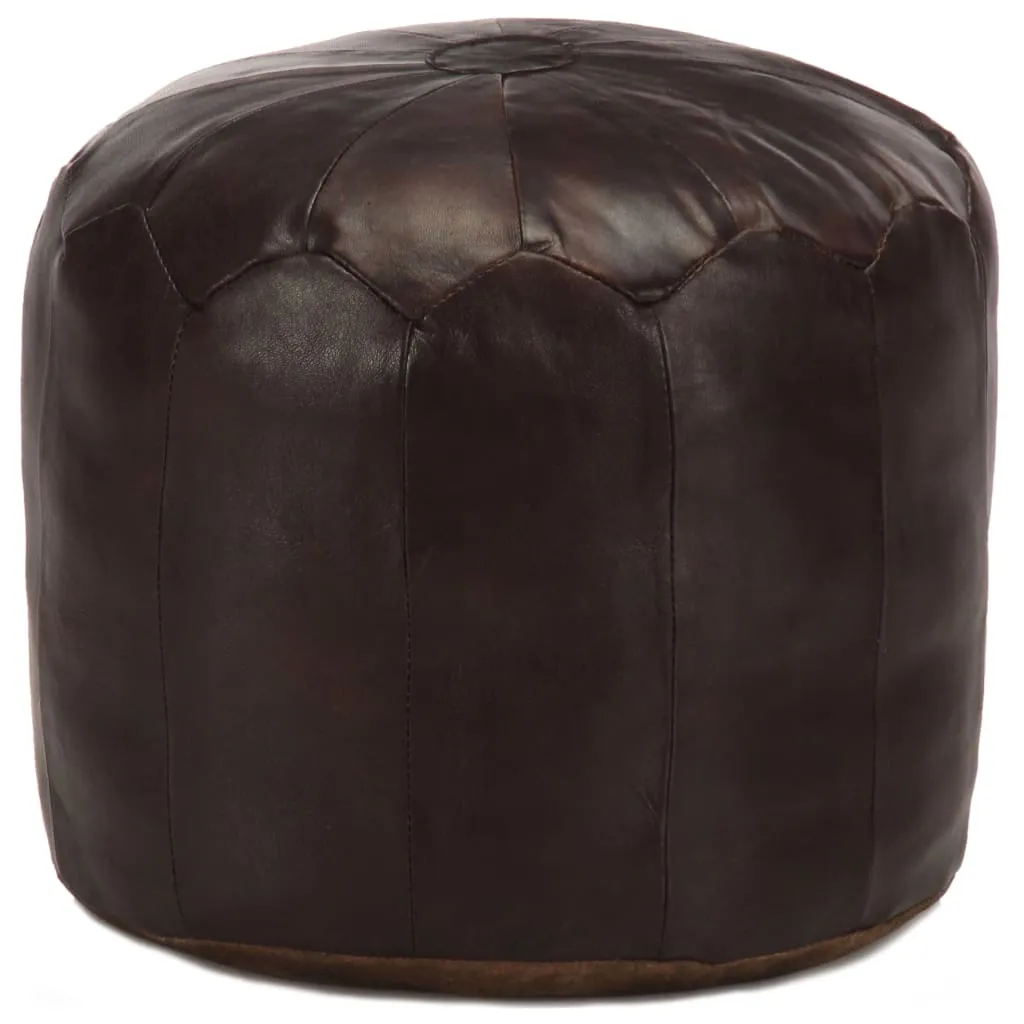 vidaXL Pouf Marrone Scuro 40x35 cm in Vera Pelle di Capra