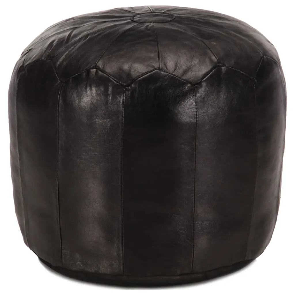 vidaXL Pouf Nero 40x35 cm in Vera Pelle di Capra