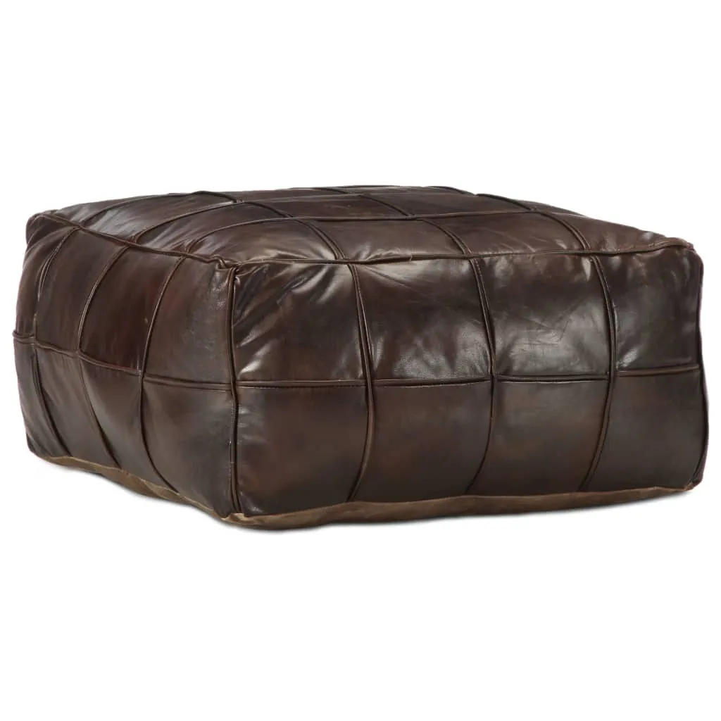 vidaXL Pouf Marrone Scuro 60x60x30 cm in Vera Pelle di Capra