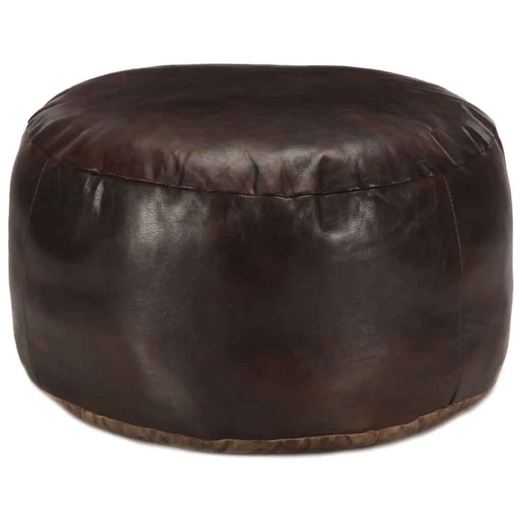 vidaXL Pouf Marrone Scuro 60x30 cm in Vera Pelle di Capra