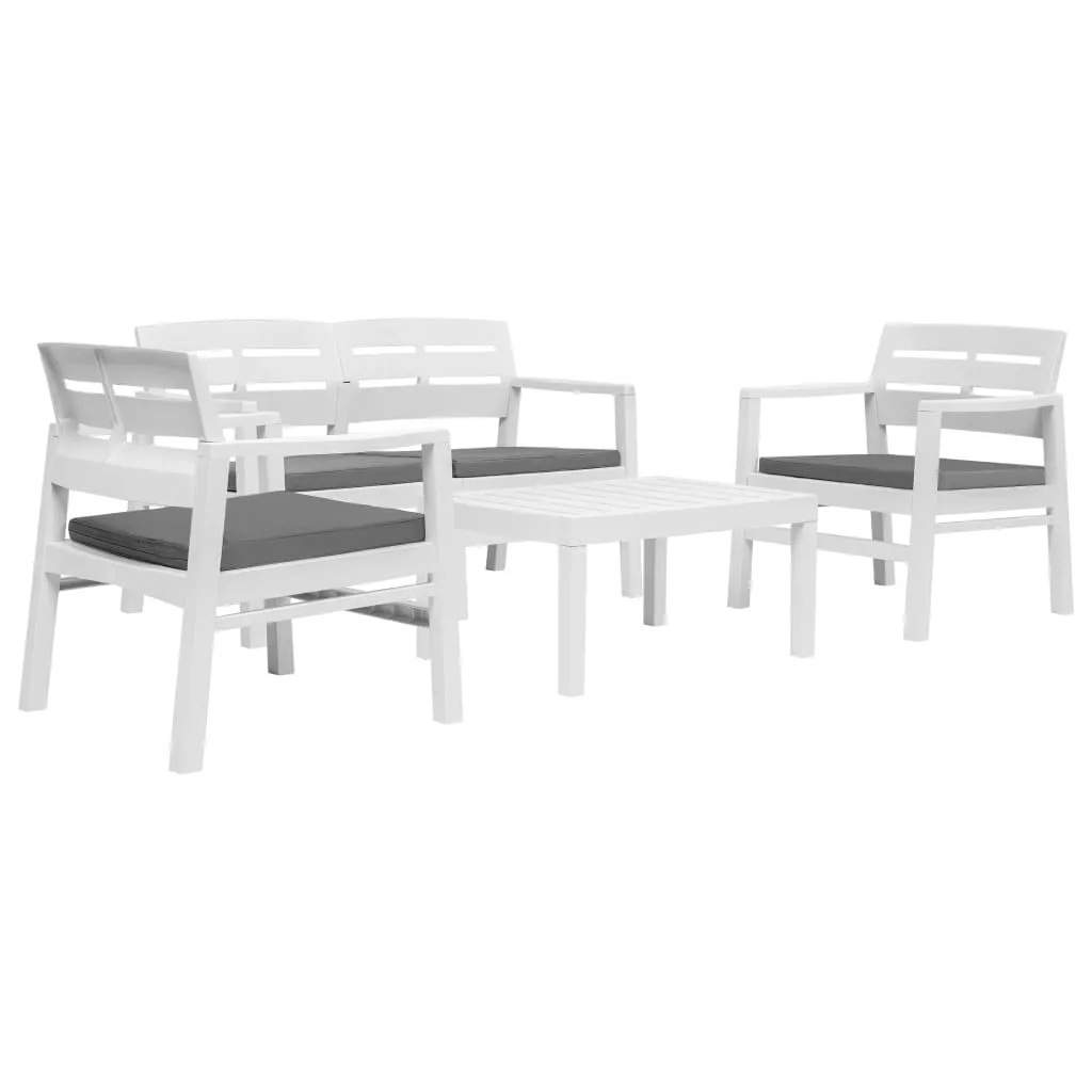 vidaXL Set Salotto da Giardino 4 pz in Plastica Bianco