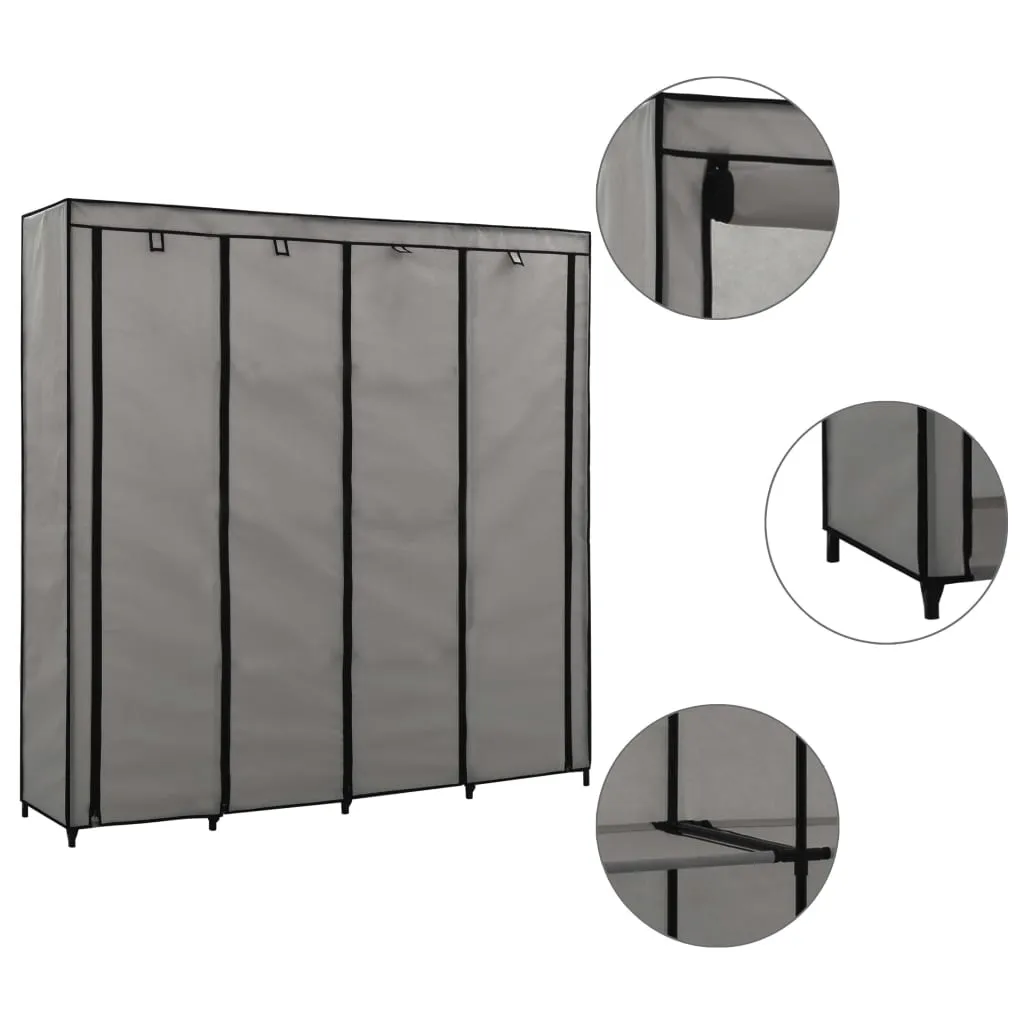 vidaXL Guardaroba con 4 Scomparti Grigio 175x45x170 cm