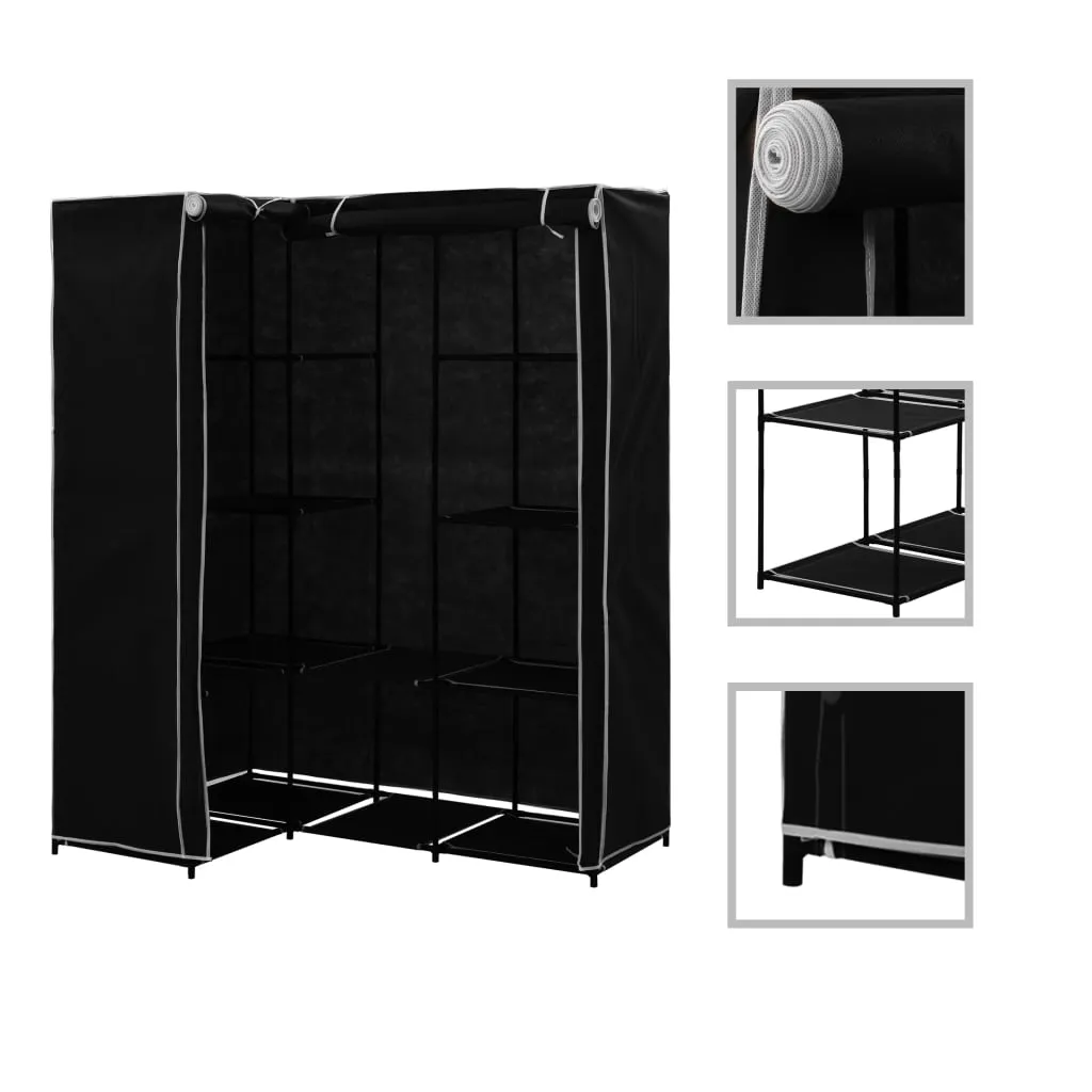 vidaXL Armadio Angolare Nero 130x87x169 cm