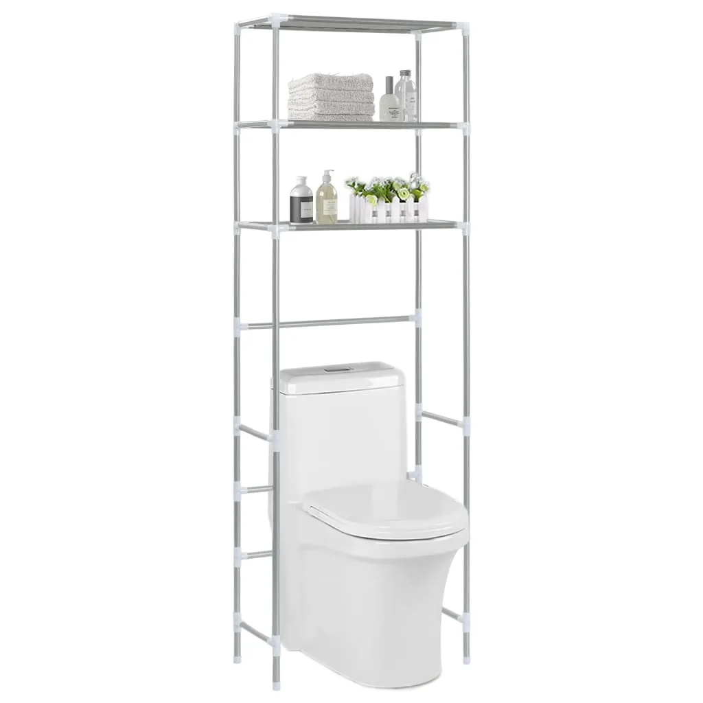 vidaXL Scaffale per Bagno con 3 Ripiani Argento 53x28x169 cm