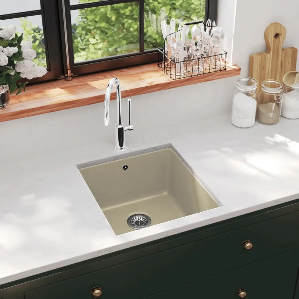 vidaXL Lavello da Cucina in Granito Vasca Singola Beige