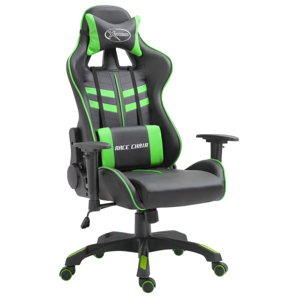 vidaXL Sedia da Gaming Verde in Similpelle