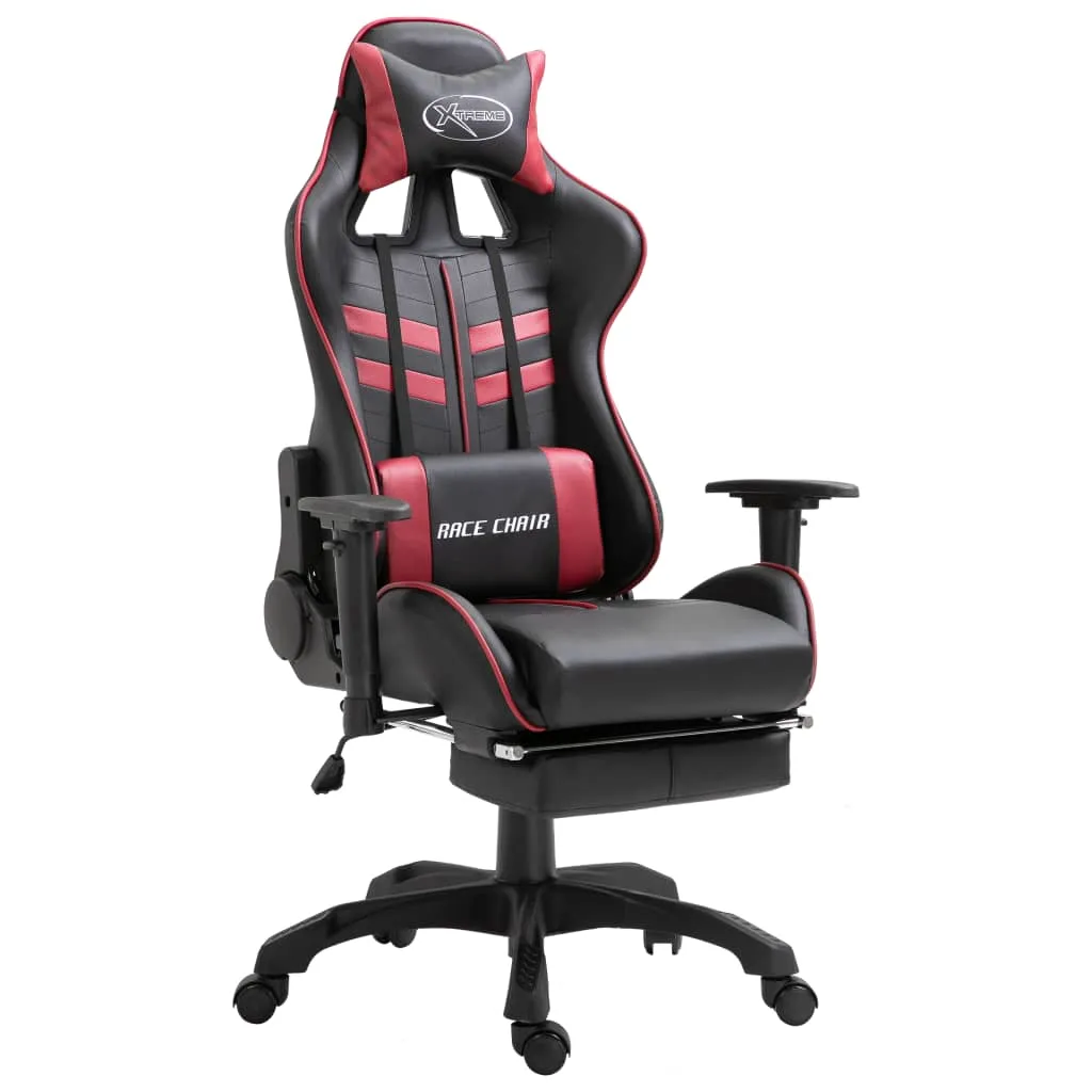 vidaXL Sedia da Gaming con Poggiapiedi Rosso Vino in Similpelle