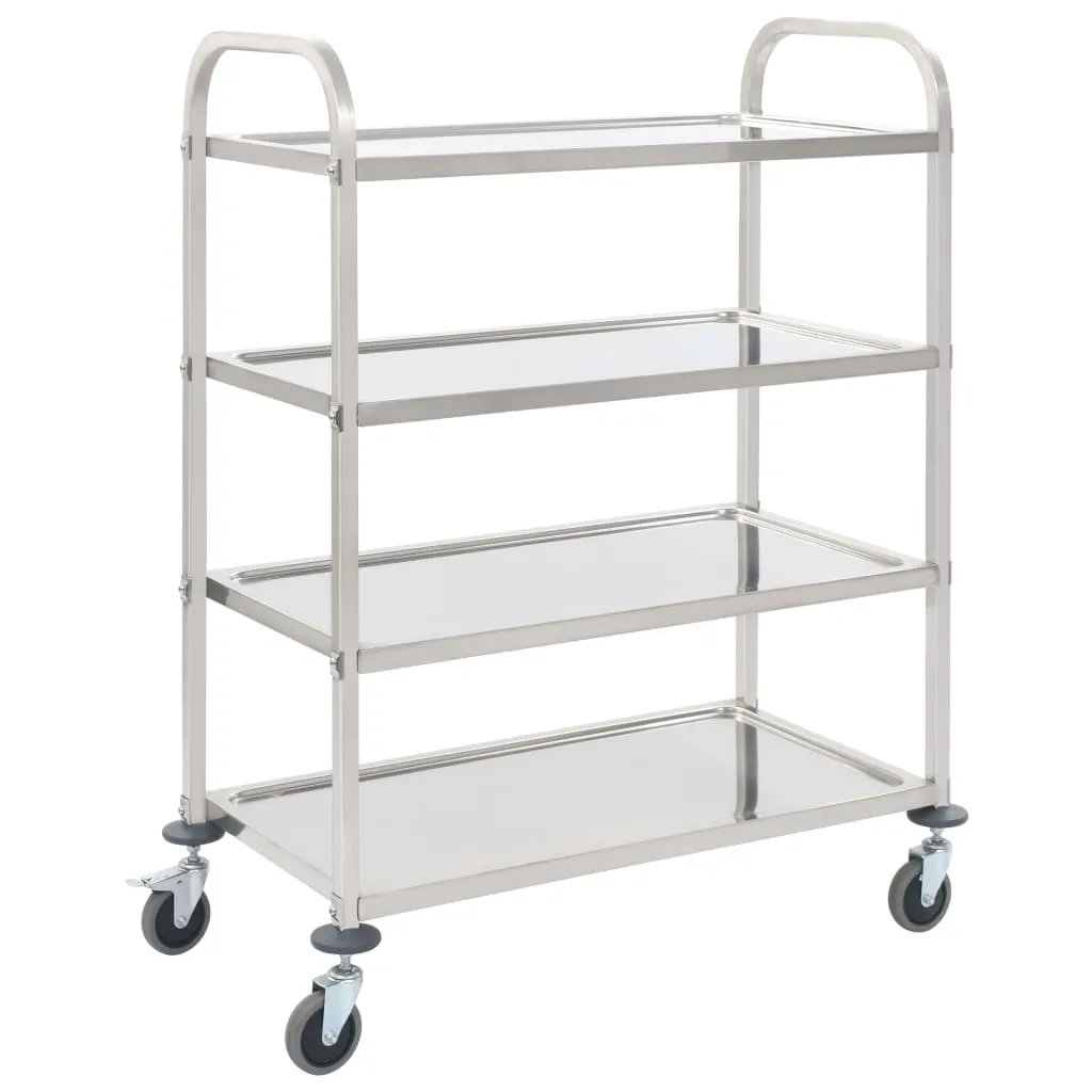 vidaXL Carrello da Cucina a 4 Livelli 107x55x125 cm in Acciaio Inox