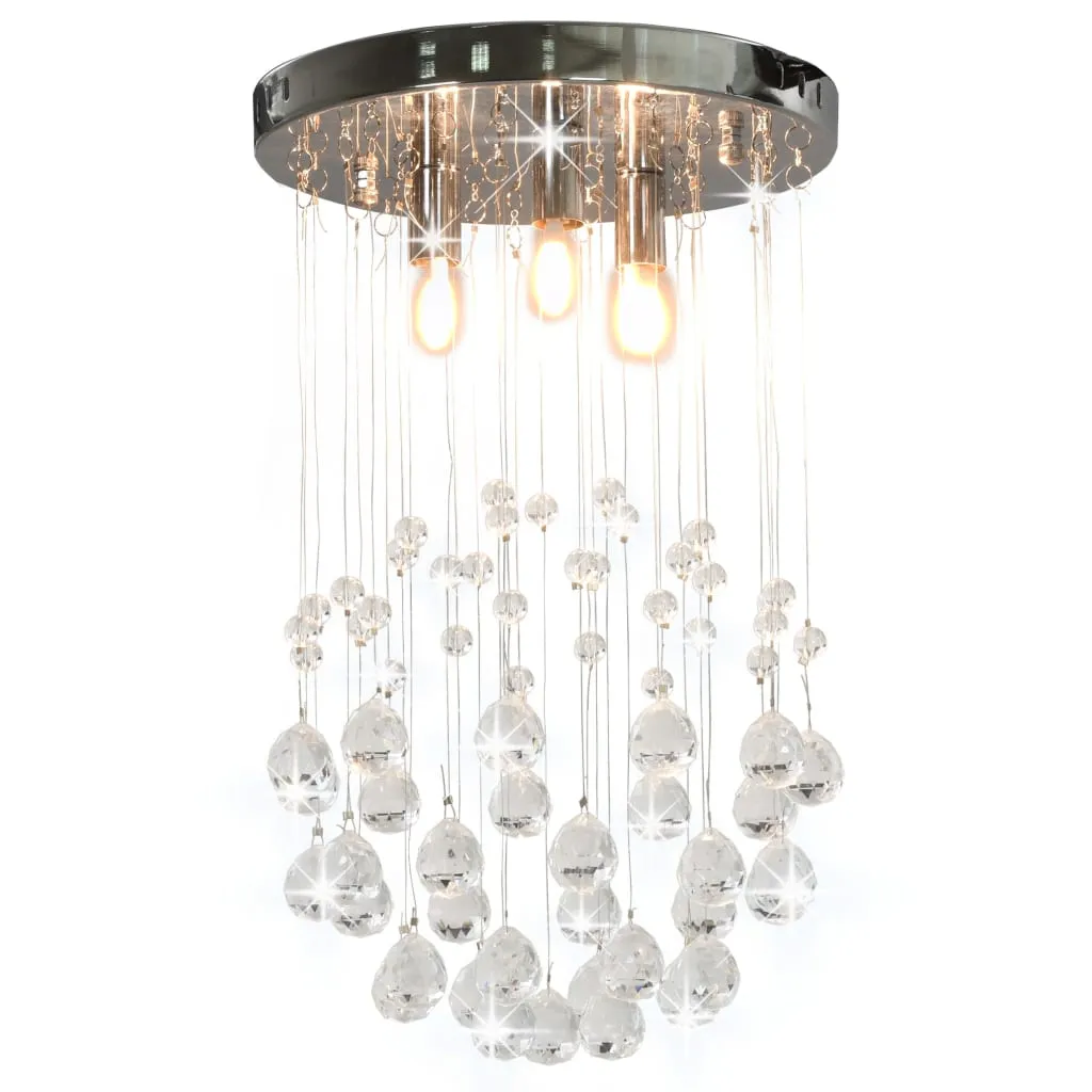 vidaXL Lampadario Perle di Cristallo a Sfera Argento 3  Lampadine G9