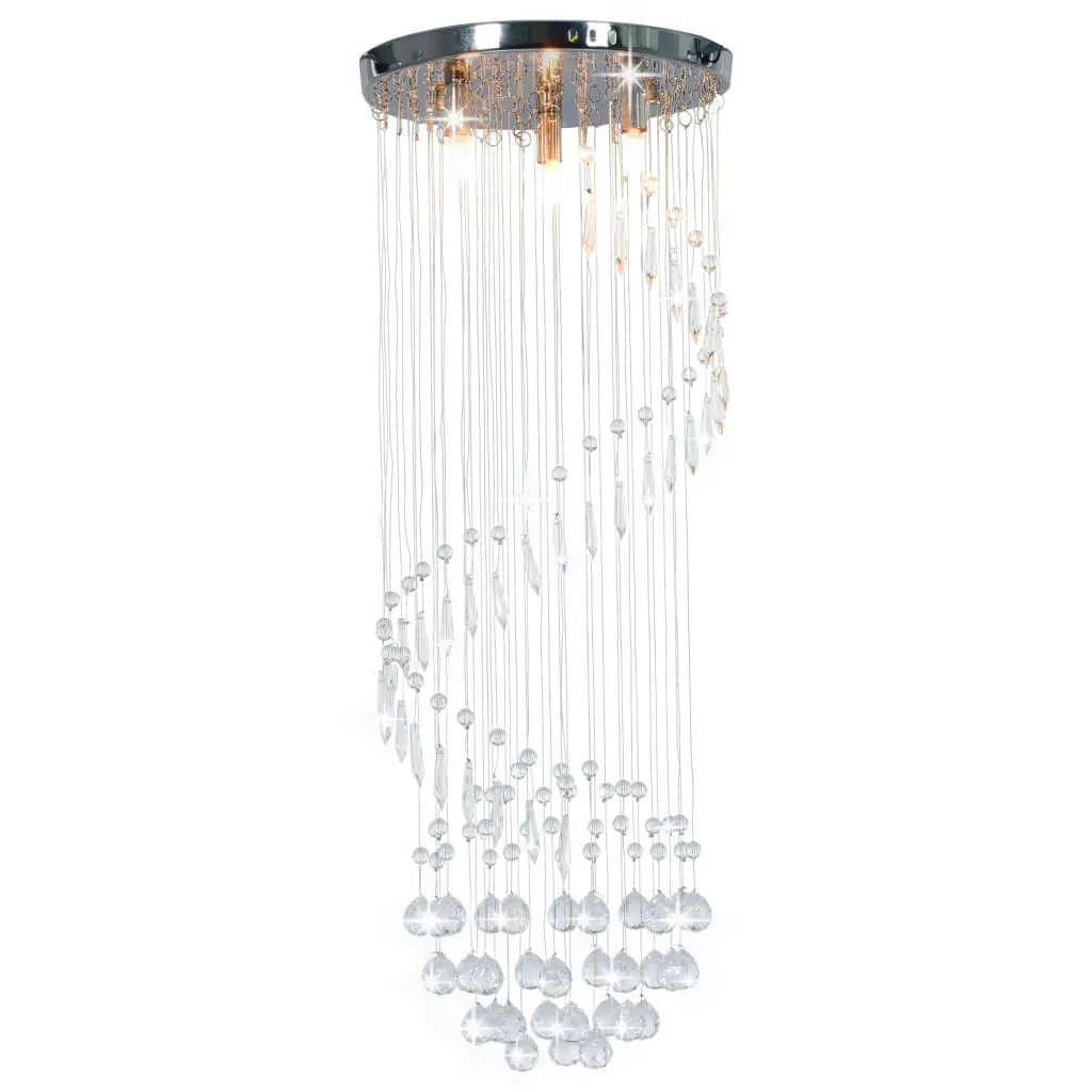 vidaXL Lampadario con Perle di Cristallo a Spirale Argento G9