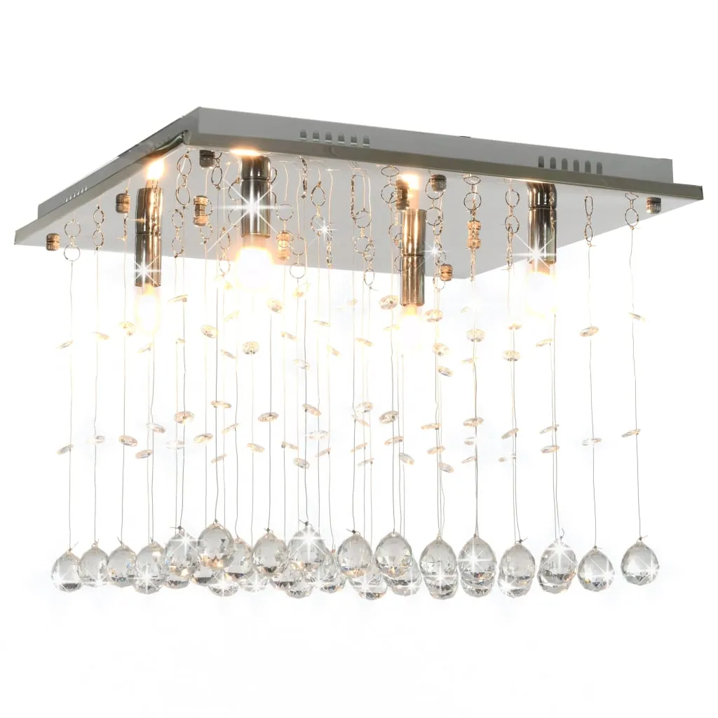 vidaXL Lampadario con Perle di Cristallo a Cubo Argento G9