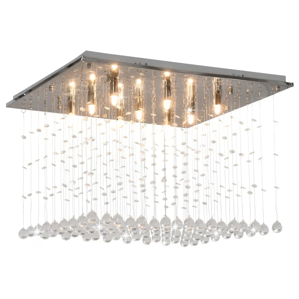 vidaXL Lampadario con Perle di Cristallo a Cubo Argento G9