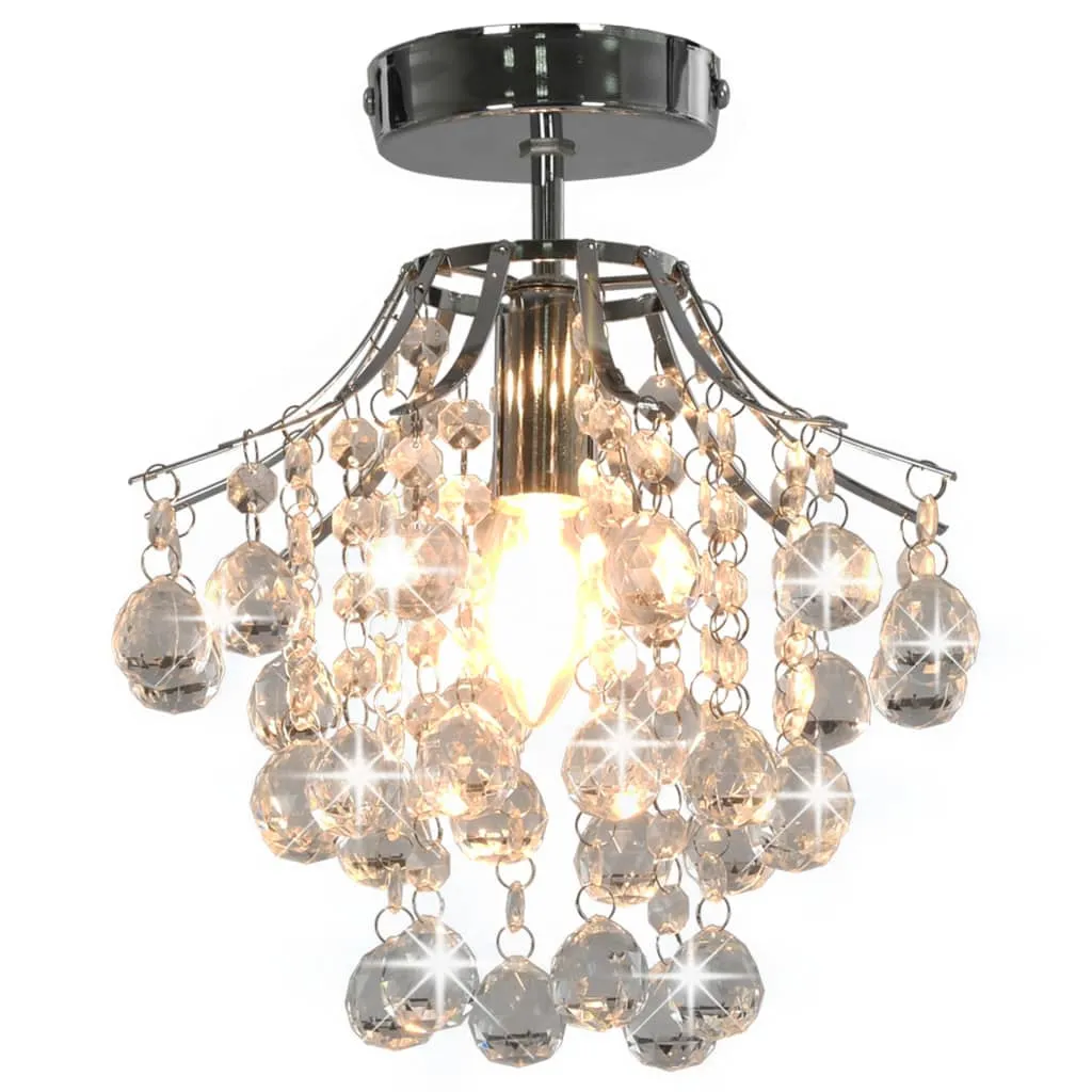 vidaXL Lampadario con Perle di Cristallo Argento Rotondo E14