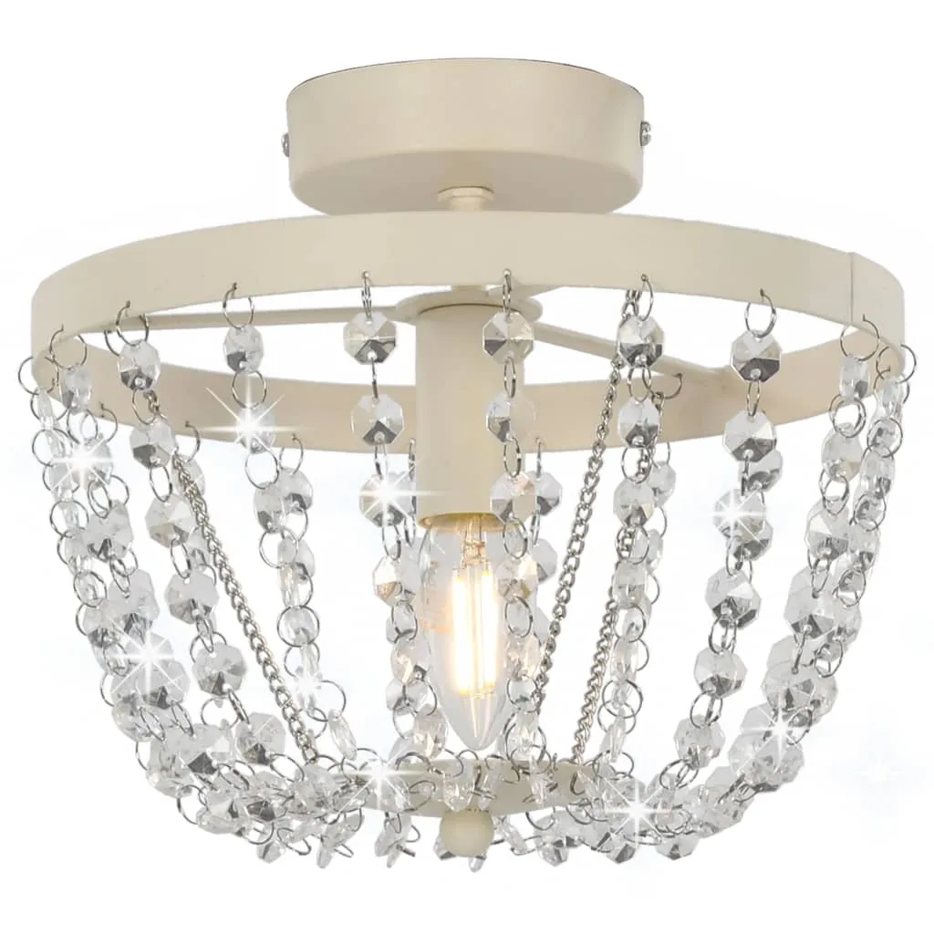 vidaXL Lampadario con Perle di Cristallo Bianco Rotondo E14