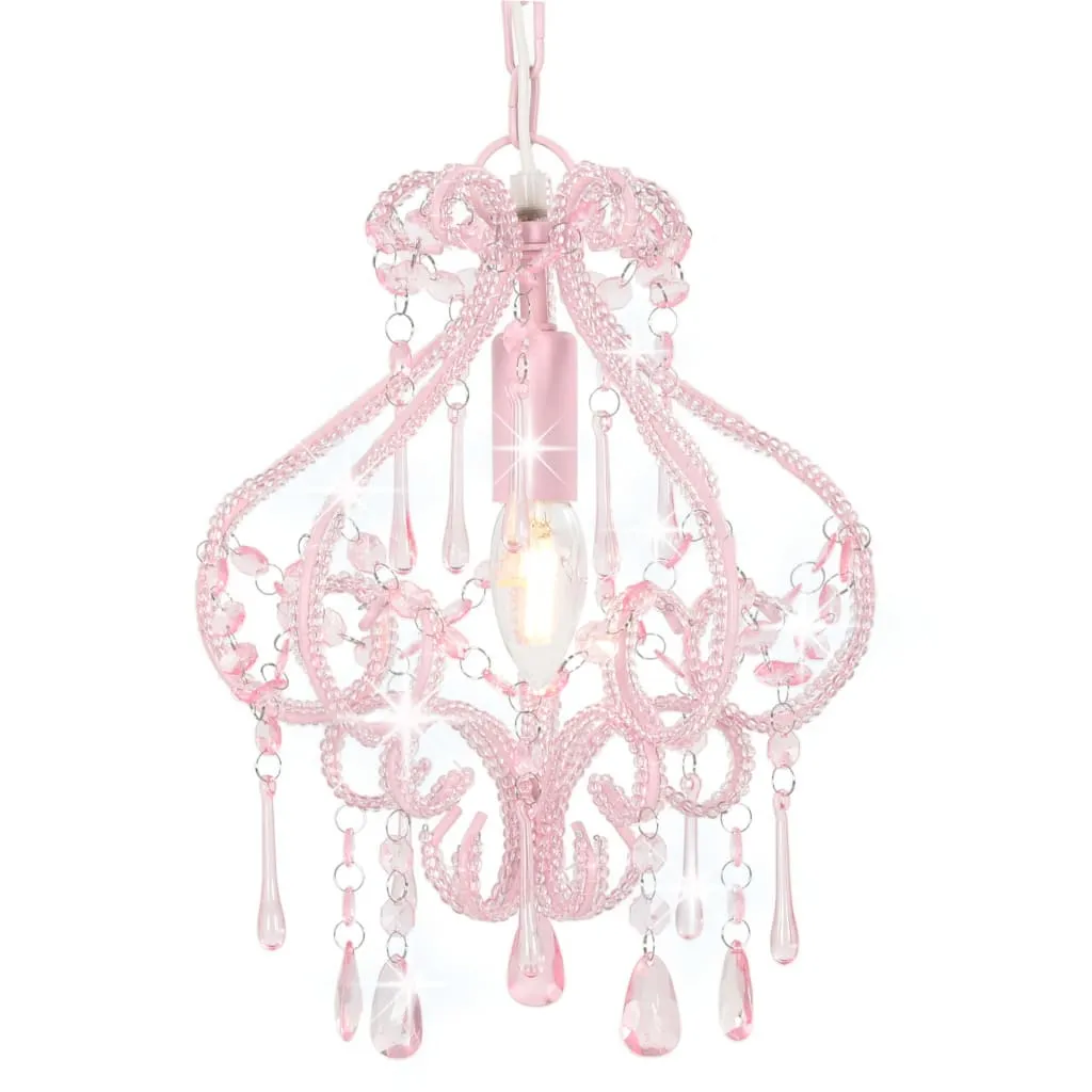 vidaXL Lampadario con Perle Rosa Rotondo E14