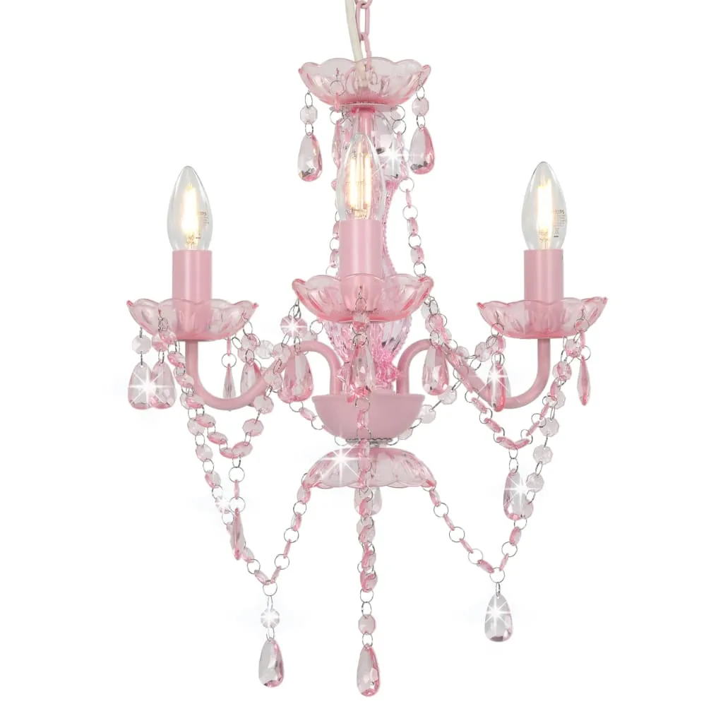 vidaXL Lampadario con Perline Rosa Tondo 3 E14