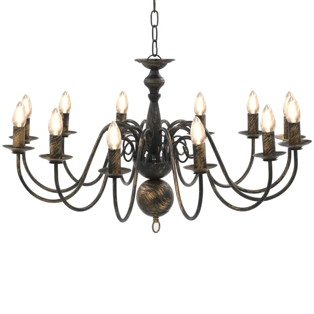 vidaXL Candelabro Stile Anticato Nero 12 Lampadine E14