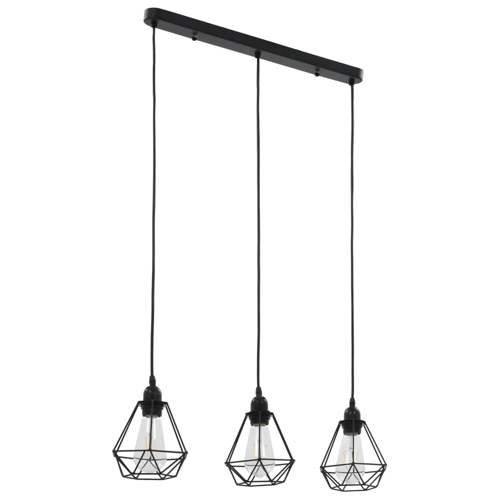 vidaXL Lampadario con Design Diamante Nero 3 Lampadine E27