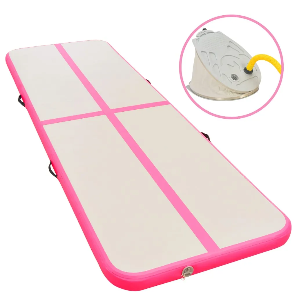 vidaXL Tappetino Ginnastica Gonfiabile con Pompa 400x100x10cm PVC Rosa